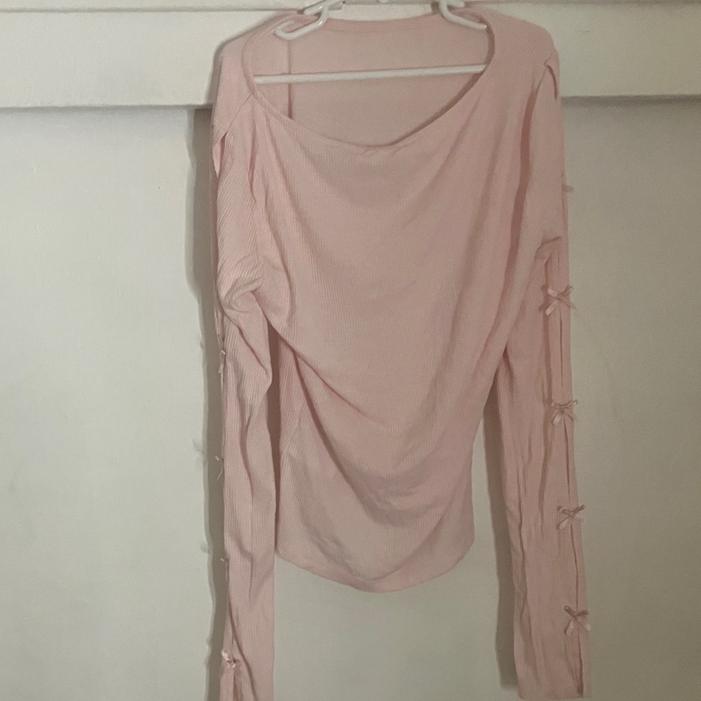 Cotton On Light Pink Blouse with Sleeve Bows